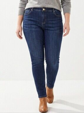 Inc International Concepts Dark Indigo Skinny Jeans Women's Curvy Plus Size 16
